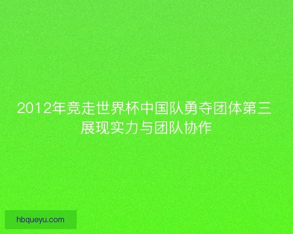 2012年竞走世界杯中国队勇夺团体第三 展现实力与团队协作